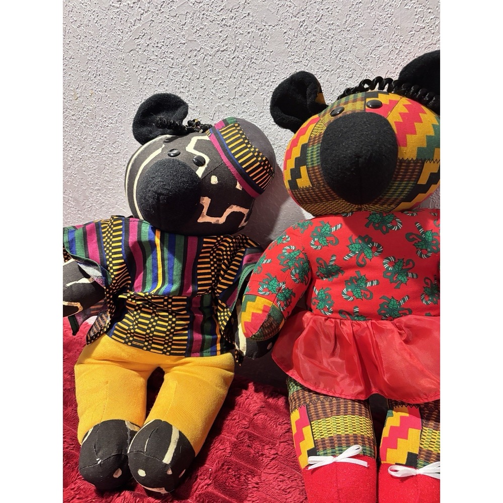 VTG Avon African Kente Plush 19" Boy Traditional Kufi Cap Girl Holiday Dress
